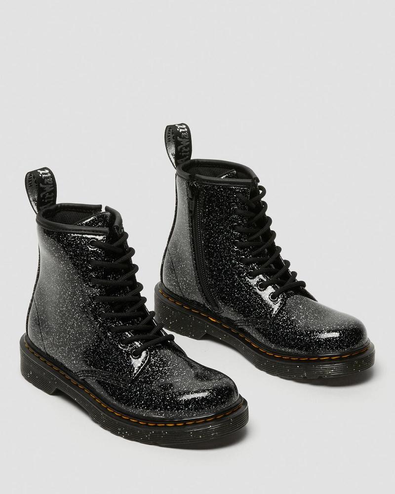 Black Kids' Dr Martens Junior 1460 Glitter Lace Up Boots | CA 676DFM